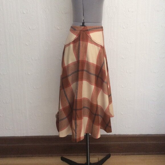 Vintage pringle 50's style brown tartan plaid skirt - Picture 2 of 4